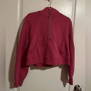 lululemon oversized scuba half zip in pink lychee